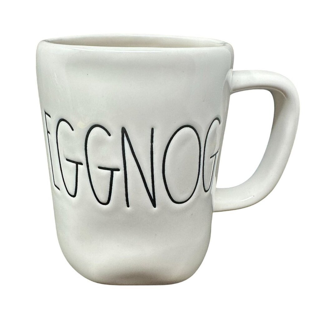 Rae Dunn Eggnog Mug Large Christmas White Ceramic Coffee Tea Cup 16oz Gift Decor